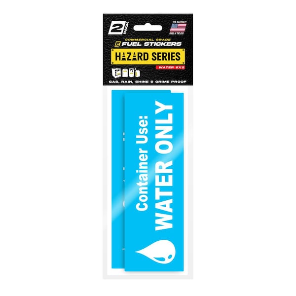 Fuel Stickers Water Only Sticker, Warning Label Sign for Jugs, Containers, Hvy-Dty, 6''x2'', 2PK Z-6X2WTR-2PK - main